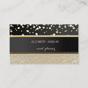 Elegant, Damas, Schwarz, Gold Confetti Visitenkarte