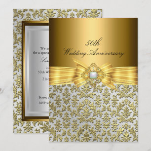 Elegant Damask 50. Hochzeitstag Einladung