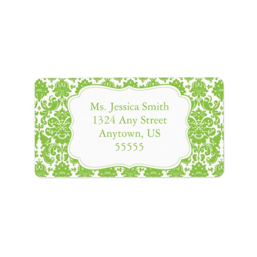 Elegant Damask Address Label Adressaufkleber (Vorne)