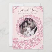 Elegant Damask Beige Wedding Danke Card (Vorderseite)