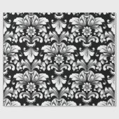 Elegant Damask black and white wrapping paper roll Geschenkpapier (Flach)