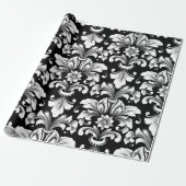 Elegant Damask black and white wrapping paper roll Geschenkpapier (Ungerollt)