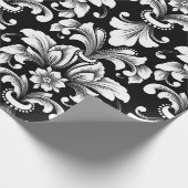Elegant Damask black and white wrapping paper roll Geschenkpapier (Ecke)