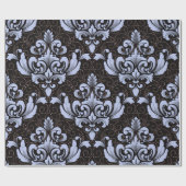 Elegant Damask blue and black wrapping paper roll Geschenkpapier (Flach)