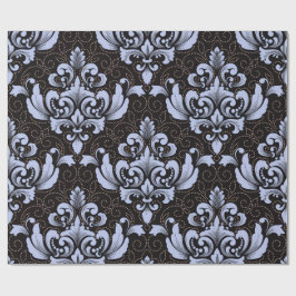 Elegant Damask blue and black wrapping paper roll Geschenkpapier
