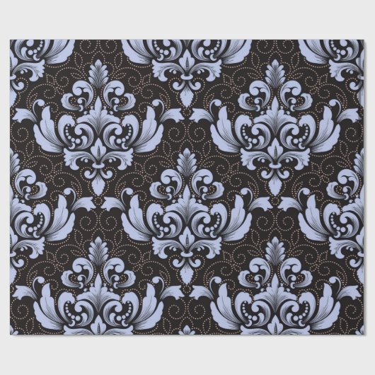 Elegant Damask blue and black wrapping paper roll Geschenkpapier (Flach)
