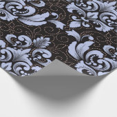 Elegant Damask blue and black wrapping paper roll Geschenkpapier (Ecke)
