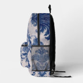 Elegant Damask Blue toile de jouy monogram Dopp Ki Bedruckter Rucksack (Rechts)