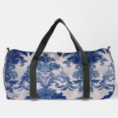 Elegant Damask Blue toile de jouy monogram Duffle Bag (Rückseite)