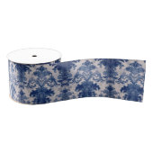 Elegant Damask Blue toile de jouy monogram Ripsband (Spule)
