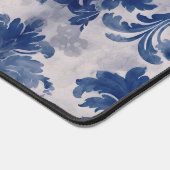 Elegant Damask Blue toile de jouy monogram Schreibtischunterlage (Ecke)