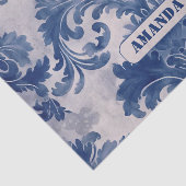 Elegant Damask Blue toile de jouy monogram Seidenpapier (Ausschnitt)