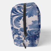 Elegant Damask Blue toile de jouy monogram Waschbeutel (Rechts)