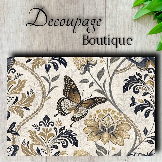 Elegant Damask Butterfly Decoupage Seidenpapier