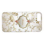 Elegant Damask Caramel Cream Beige Gold Amber Case-Mate iPhone Hülle (Rückseite (Horizontal))