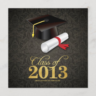Elegant Damask Class 2013 Abschluss mit Gold Einladung