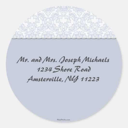 Elegant Damask Collection Blue Sticker (Vorderseite)