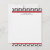Elegant Damask Custom Flat Mitteilungskarten (rot) (Vorderseite)