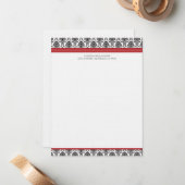 Elegant Damask Custom Flat Mitteilungskarten (rot) (Vorderseite/Rückseite Beispiel)