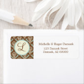 Elegant Damask Custom Monogram Brown White Blue (Insitu)