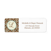 Elegant Damask Custom Monogram Brown White Blue (Vorne)
