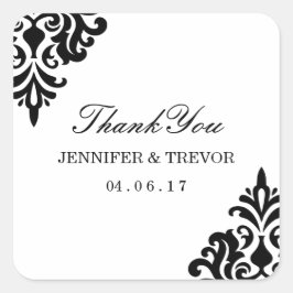 Elegant Damask Danke Stickers