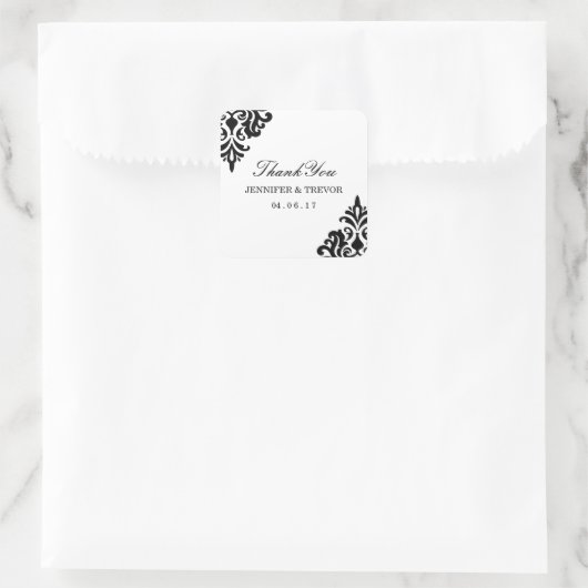 Elegant Damask Danke Stickers (Tasche)