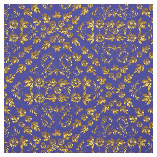 Elegant Damask Fabric Navy Blue Stoff (Muster)