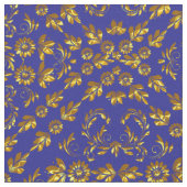 Elegant Damask Fabric Navy Blue Stoff (Nahaufnahme)