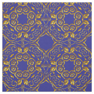 Elegant Damask Fabric Navy Blue Stoff