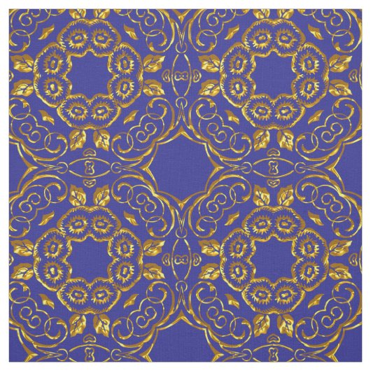 Elegant Damask Fabric Navy Blue Stoff (Muster)