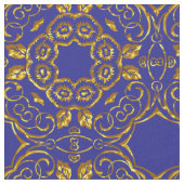 Elegant Damask Fabric Navy Blue Stoff (Nahaufnahme)