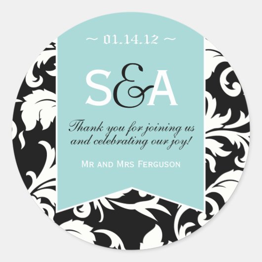 Elegant Damask Favor Stickers (Vorderseite)