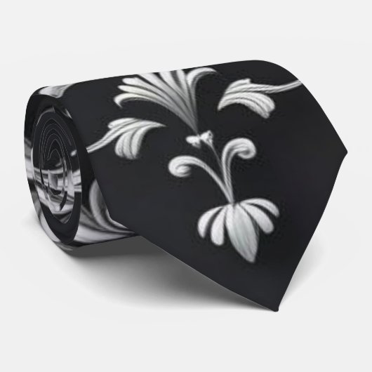 Elegant Damask Floral Neck Tie Krawatte (Gerollt)