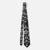 Elegant Damask Floral Neck Tie Krawatte (Rückseite)