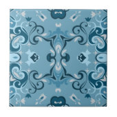 Elegant Damask Frosty Blue Winter Mosaic Muster Fliese (Vorderseite)