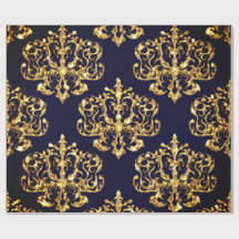 Elegant Damask Gold & Black Wrapping paper roll
