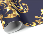 Elegant Damask Gold & Black Wrapping paper roll Geschenkpapier (Rolleneckpunkt)