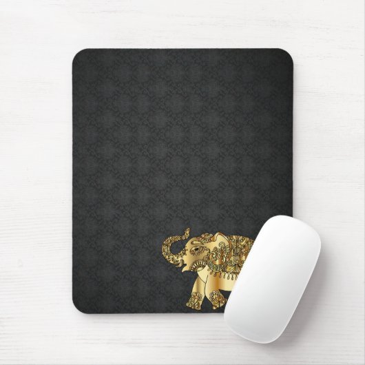 Elegant Damask Gold Paisley Elephant Mousepad (Mit Mouse)