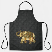 Elegant Damask Gold Paisley Elephant Schürze (Vorderseite)