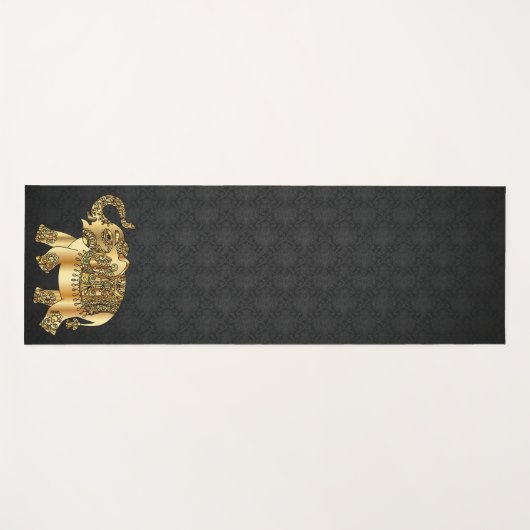 Elegant Damask Gold Paisley Elephant Yogamatte (Vorderseite (Horizontal))