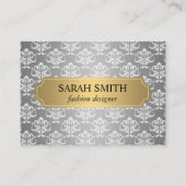 Elegant Damask / Gold Silver Metallic Visitenkarte (Vorderseite)
