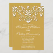 Elegant Damask Gold Wedding Anniversary Einladung (Vorne/Hinten)
