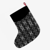 Elegant Damask Gothic Christmas Strumpf Großer Weihnachtsstrumpf (Rückseite (Hängend))