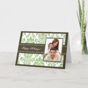 Elegant Damask Happy Holidays Card Feiertagskarte