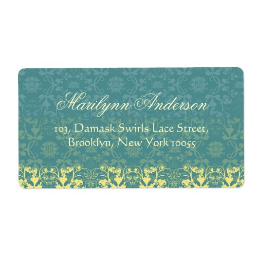 Elegant Damask Lace Floral Vintage Wedding Address (Vorne)