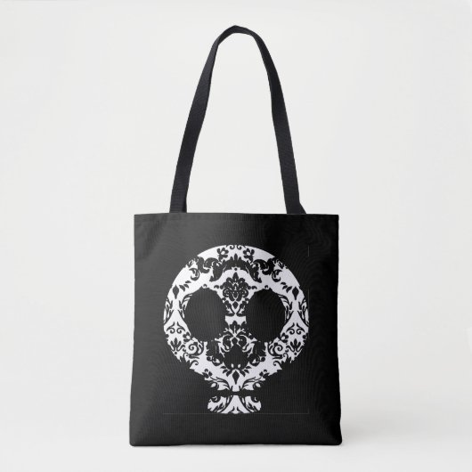 Elegant Damask Lace Goth Skull Tasche (Vorderseite)