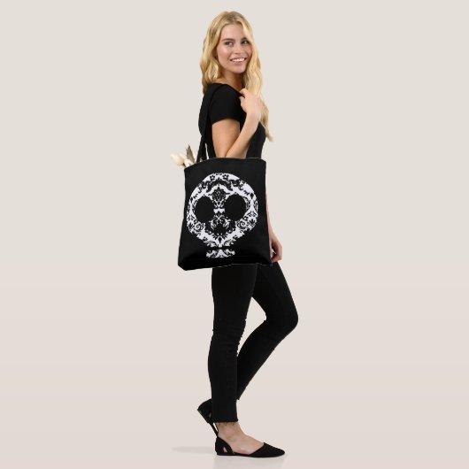 Elegant Damask Lace Goth Skull Tasche (Am Model)