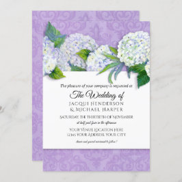 Elegant Damask Lavender n White Hydrangea Floral Einladung