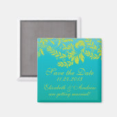 Elegant Damask Leaf Swirl Speichern Sie das Datums Magnet (Vorderseite/Rückseite)